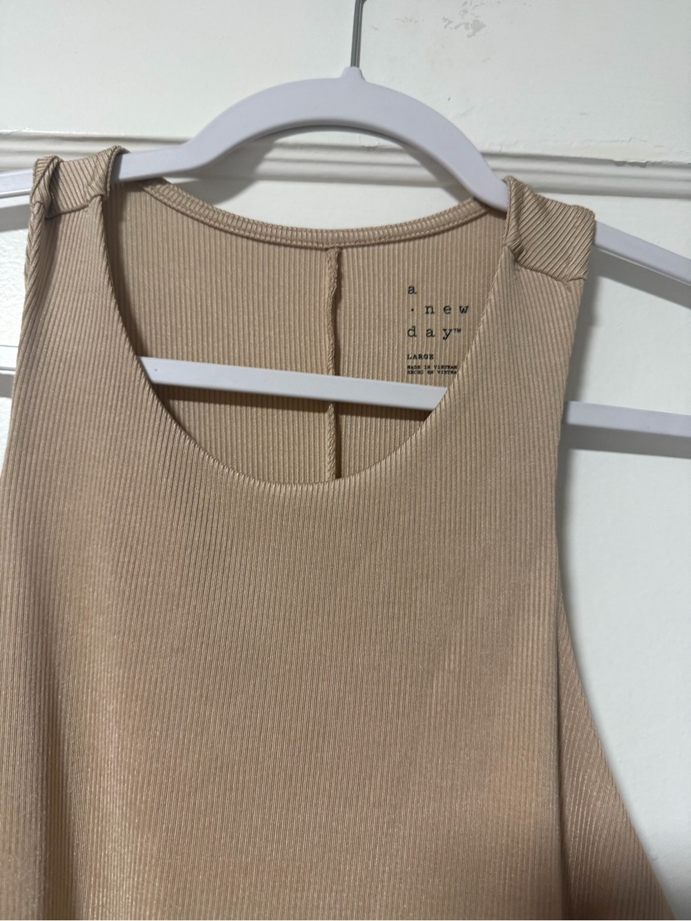 a new day Ribbed Scoop Neck Tank Top in Beige Taupe